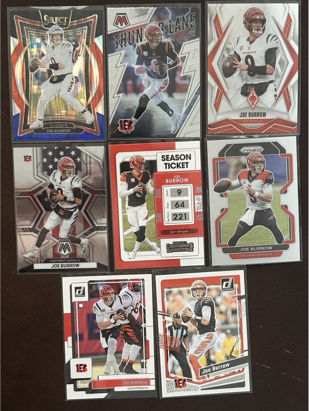 JOE BURROW PANINI COLLECTION SELECT MOSAIC PRIZM CONTENDERS & DONRUSS 8 CARD LOT - Picture 1 of 2